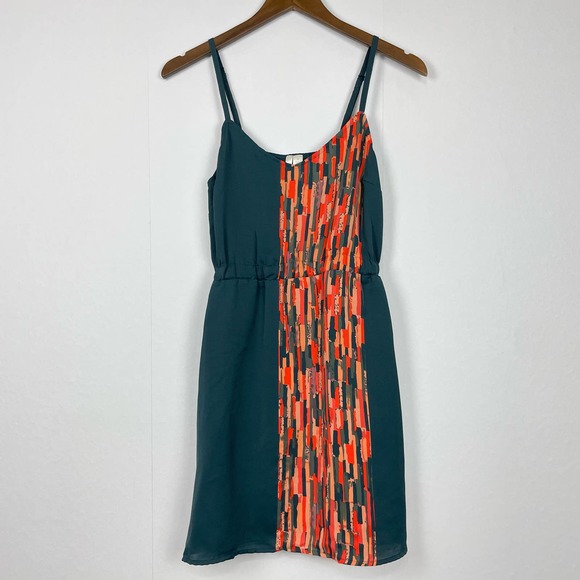 Lauren Conrad | Teal & Orange Abstract Print Spaghetti Strap Mini Dress - Picture 1 of 8